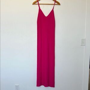 Freshman 1996 Ribbed Knit Tank Dress Fuchsia Pink Midi Bodycon Size Medium